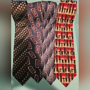 4 Men's Patterned Ties, 2 Ferrell Reeds, 1 Covington & 1 Wembley